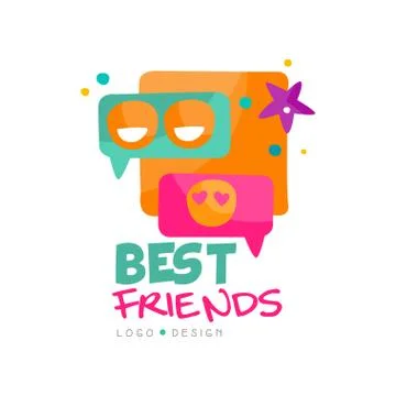 Social network logo template for best friends. Colorful speech bubbles with Stock Illustration