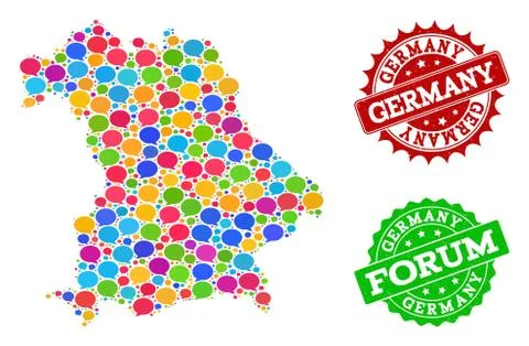 Social Network Map of Germany with Speech Clouds and Distress Watermarks イラスト素材