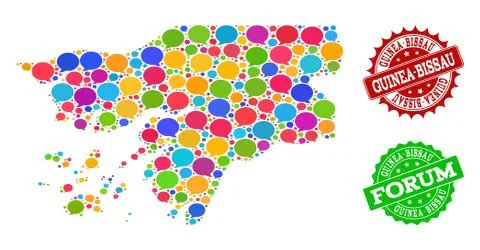 Social Network Map of Guinea-Bissau with Chat Bubbles and Distress Watermarks 스톡 일러스트