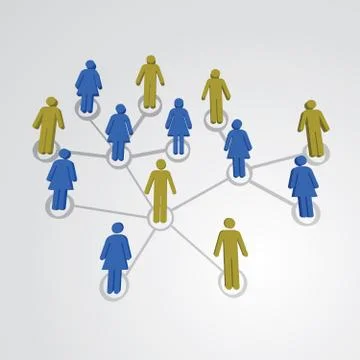 Social network map Stock Illustration