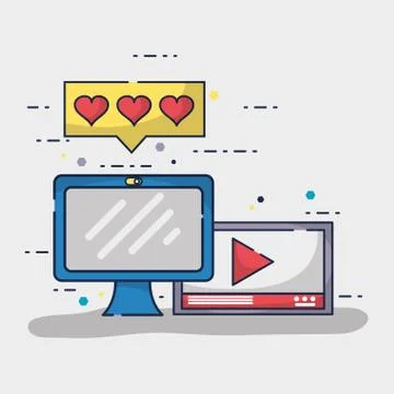 Social network media connection element Stock Illustration
