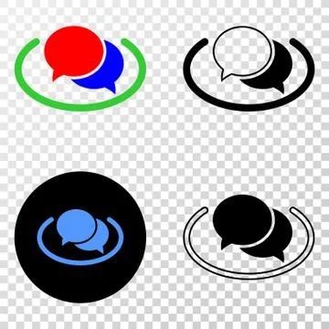 Social Network Messages Vector EPS Icon with Contour Version Stock Illustration