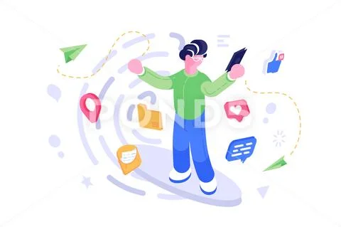Social network mobile phone communication Stock Illustration