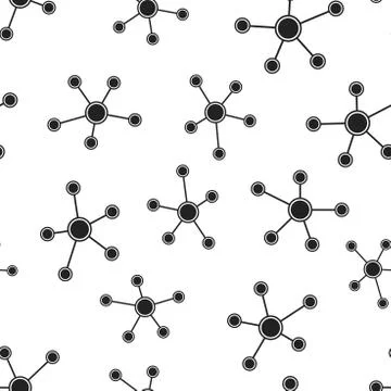 Social network, molecule, dna seamless pattern background. Business flat vect Stock Illustration