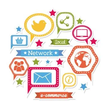 Social network over white background vector illustration Stock Illustration