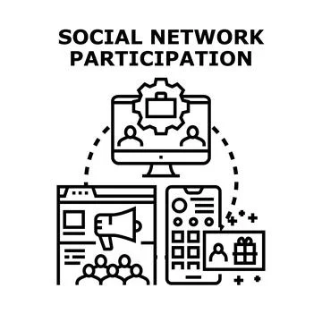 Social network participation concept vector engaging communities Stock Illustration