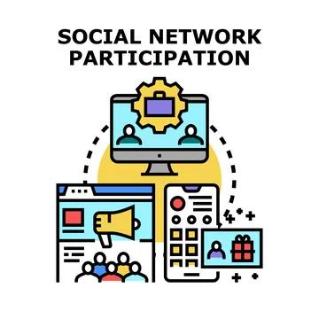 Social network participation concept vector engaging communities Stock Illustration
