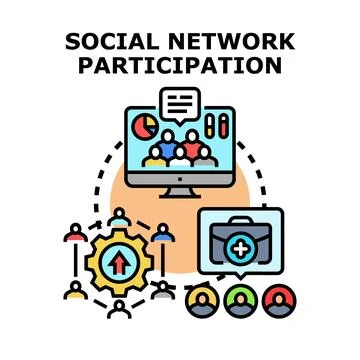 Social network participation connecting users for community engagement Illustrazione stock
