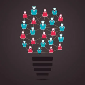 Social network people bulb vector Stock Illustration