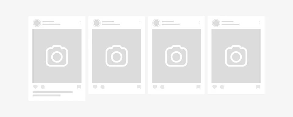 Social network post mockup template. Carousel interface posts with photo ads Stock Illustration