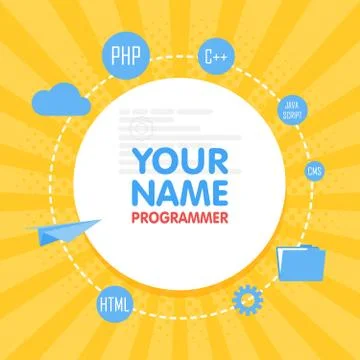 Social network programmer avatar. Place for your name. Template of the deve.. Stock Illustration
