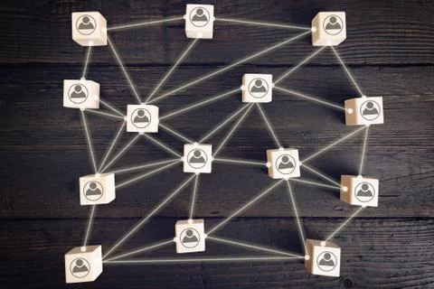 Social network scheme, which contains business people icons connected to each Stock Photos
