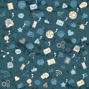 Social network seamless pattern Stock Illustration
