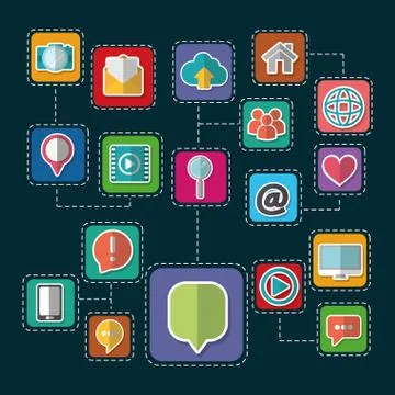 Social network set design Stock Illustration