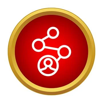 Social network sharing people connection red button icon 스톡 일러스트