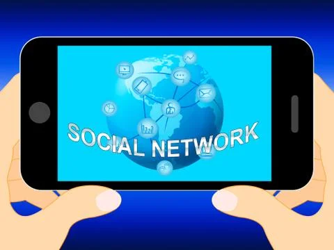 Social Network Shows Virtual Interactions 3d Illustration Stock Illustration