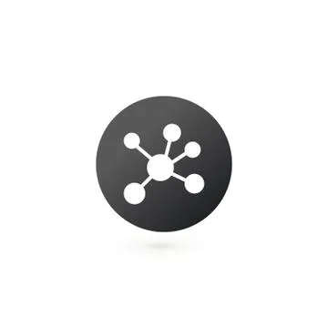 Social network. Single flat icon on the circle. Molecular or connection conce Stock Illustration