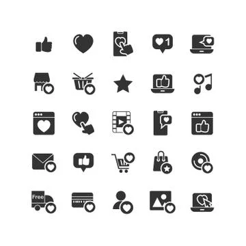 Social Network Like solid icon set. Vector and Illustration. Stock Illustration