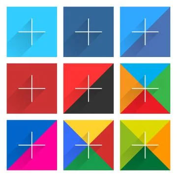 Social network square web sign with plus icon Stock-Illustration