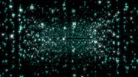 A social network with a stream of neon colored unrecognizable people portraits Illustrazione stock