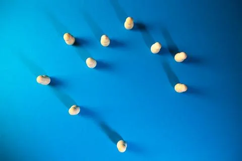 Social network structure on a blue background with copy space, social media.. Stock Photos