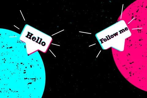 Social network style background with message icons - Hello and Follow me. Ilustração Stock