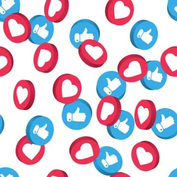 Social network symbol seamless pattern. Like and thumbs up icons isolated on  Stock Illustration