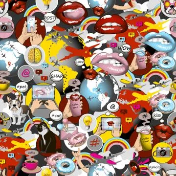 Social network symbols pattern Stock Illustration