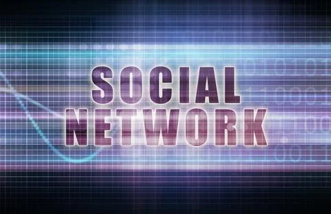 Social network on a tech business chart art Stock Illustration