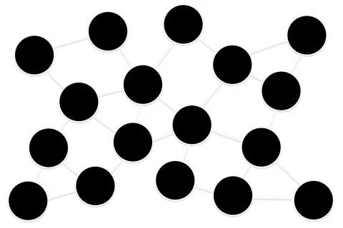 Social network template with interconnected blank circle nodes on transpare.. Stock Illustration