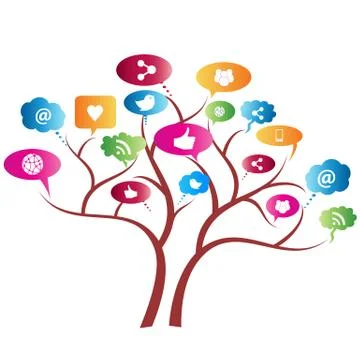 Social network tree Stock Illustration