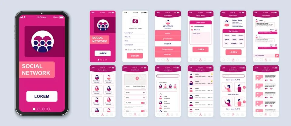 Social network UI smartphone interface vector Stock Illustration