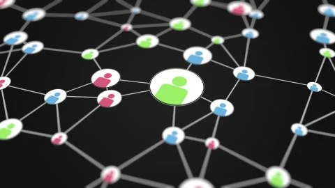 Social network users activity 3D rendering Stock Illustration