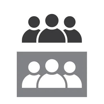 Social network users, vector, icon. Three persons in black and white. Stock Illustration