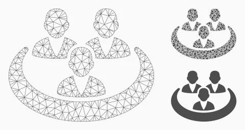 Social Network Vector Mesh 2D Model and Triangle Mosaic Icon Stock Illustration
