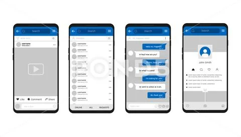 Social network vector template, social frame post, photo media for phone. App Stock Illustration