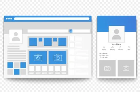 Social network web and mobile page browser. Concept of Social page interface Stock Illustration