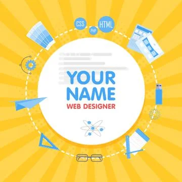 Social network web designer avatar. Place for your name. Template of the po.. 库存插图