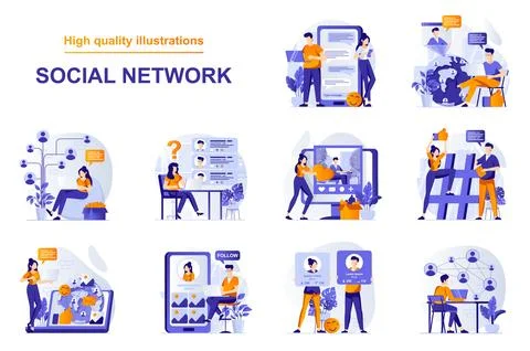 Social Network Web Illustrations Stock Illustration