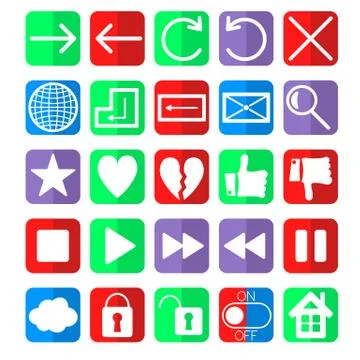 Social network web navigation icons set Stock Illustration
