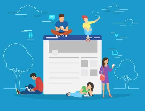 Social network web site surfing concept illustration Stock Illustration