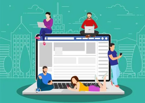 Social network web site surfing concept 스톡 일러스트
