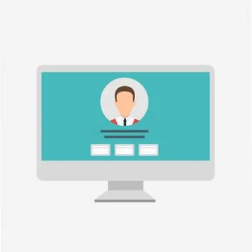 Social network website wireframe interface template. Flat vector illustration on Illustrazione stock