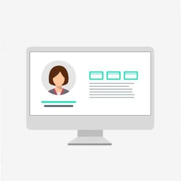 Social network website wireframe template. Flat vector illustration on white Stock Illustration