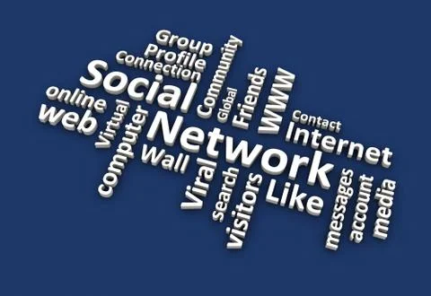 Social Network Word Cloud (Blue) Stock Illustration