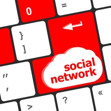 Social network word on computer keyboard key button Illustrazione stock