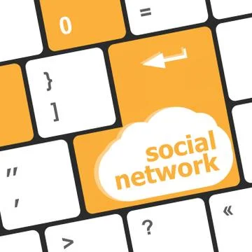 Social network word on computer keyboard key button Stock Illustration