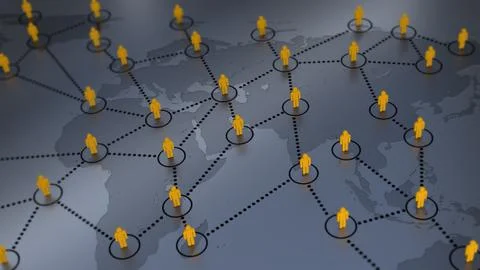 Social Network on World Map Illustrazione stock