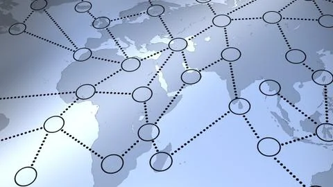 Social Network on World Map Stock Illustration
