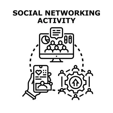 Social networking activity creating online communities and user connection Stock Illustration